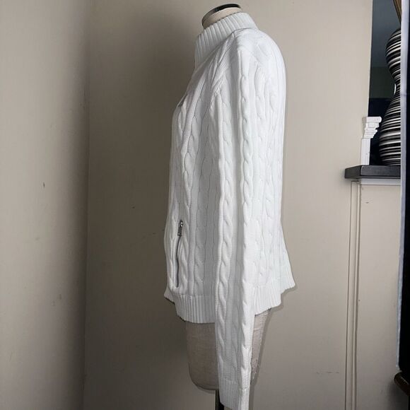 NWT Lauren Ralph Lauren Women's Cable Knit XL Cardigan Sweater Silver Edition - Picture 6 of 10